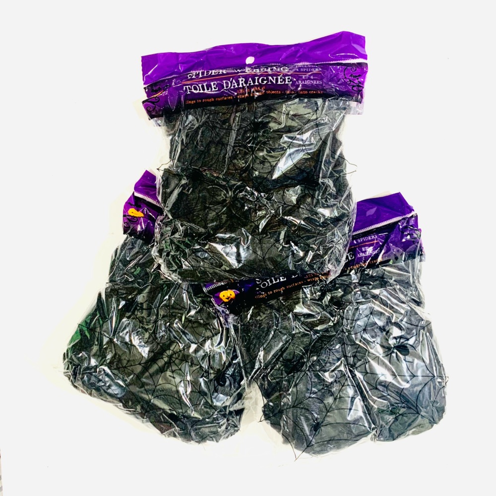 Bundle of 3 Black Spider Web Halloween Decoration